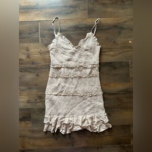 Olivia Ceous Smocked Ruffle Mini Dress Blush Pink Cottagecore Romantic L